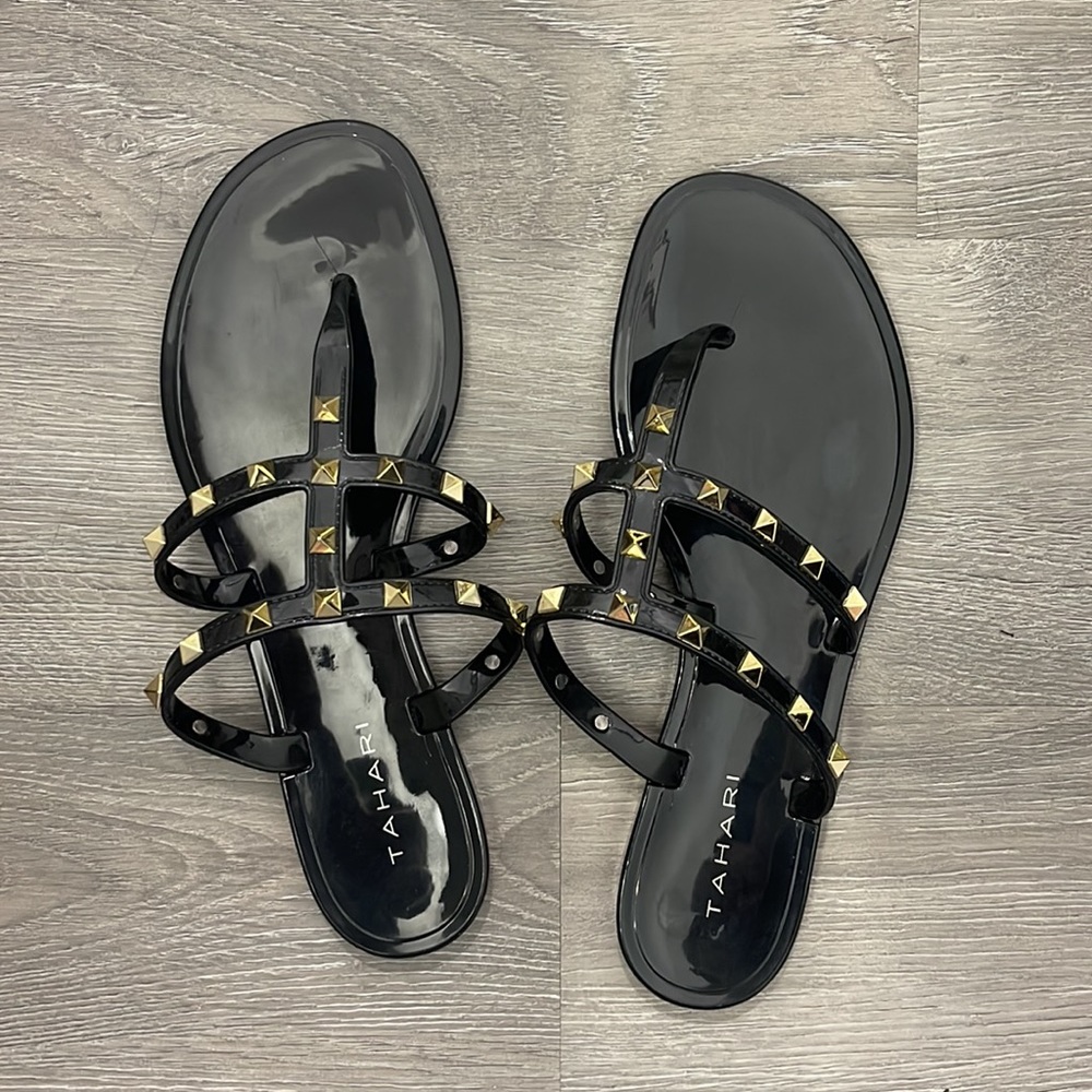 Black studded rubber sandals